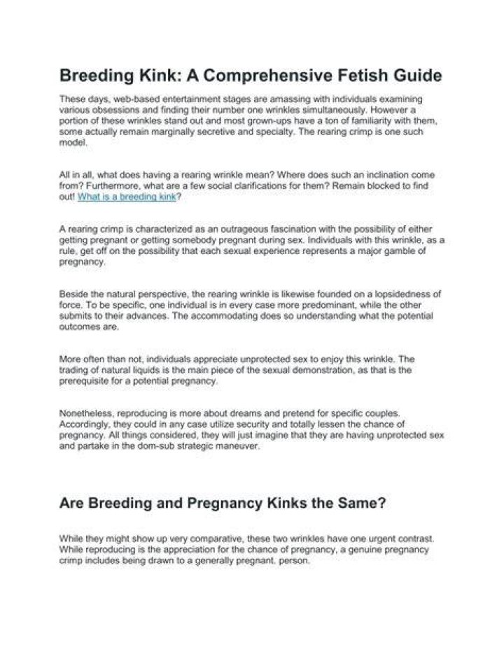 A breeding kink involves risking unprotected sex