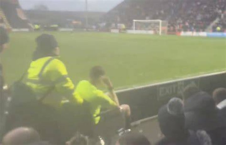 A linesman reportedly fell over just after the half an hour mark