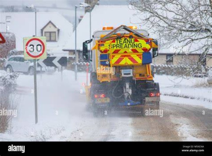  A snow plough in Flintshire, Wales, &nbsp;today as forecasters put out snow warnings covering Scotland and Cornwall