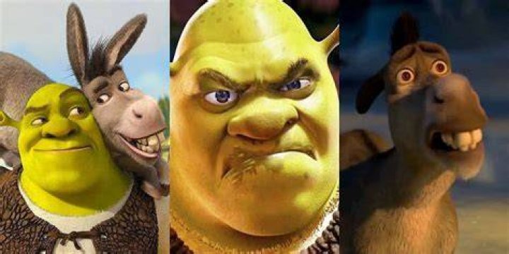 A split image of Shrek taking the happily ever after potion in Shrek 2