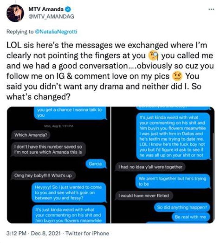 amanda garcia replies to tweet asking where fessy was