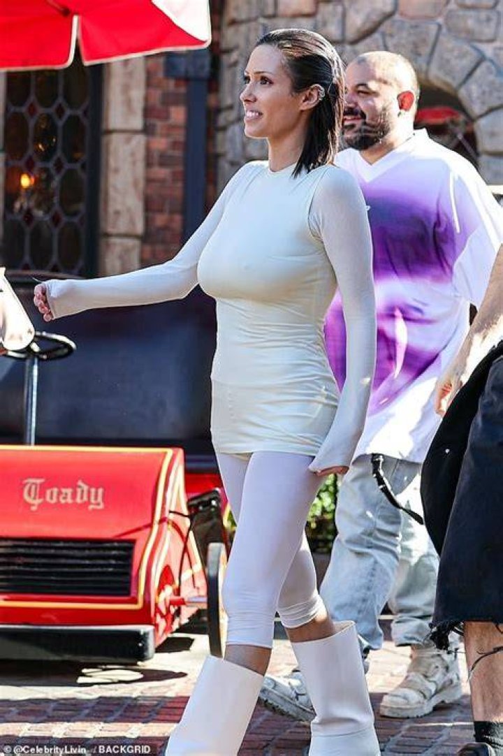 Bianca went without a bra or panties under her see-through top and sheer tights, leaving her body fully on show