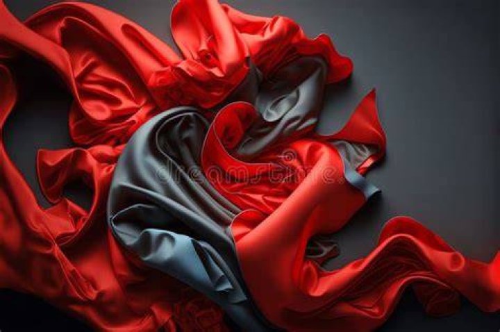 Bright red and black satin features a lot in the new collection
