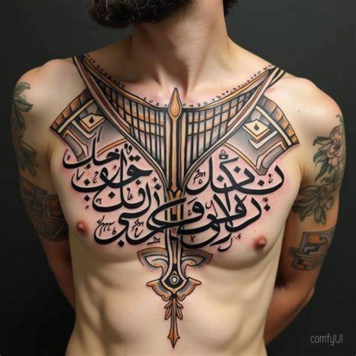 Chest Arabic Tattoos -brianhornetattoo