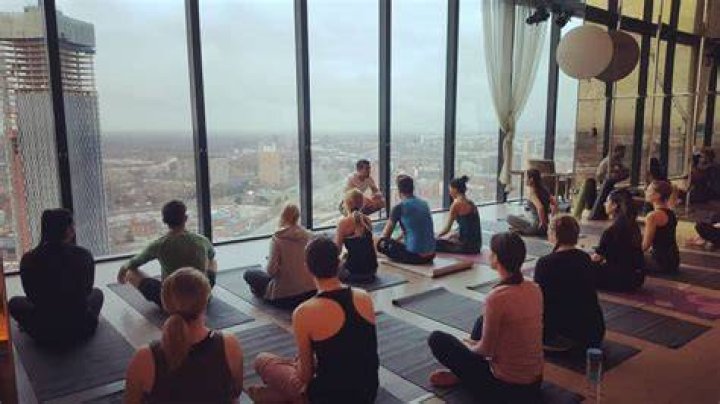 Early morning Yoga sessions in the sunshine today in the shadow of the West Pier in Brighton