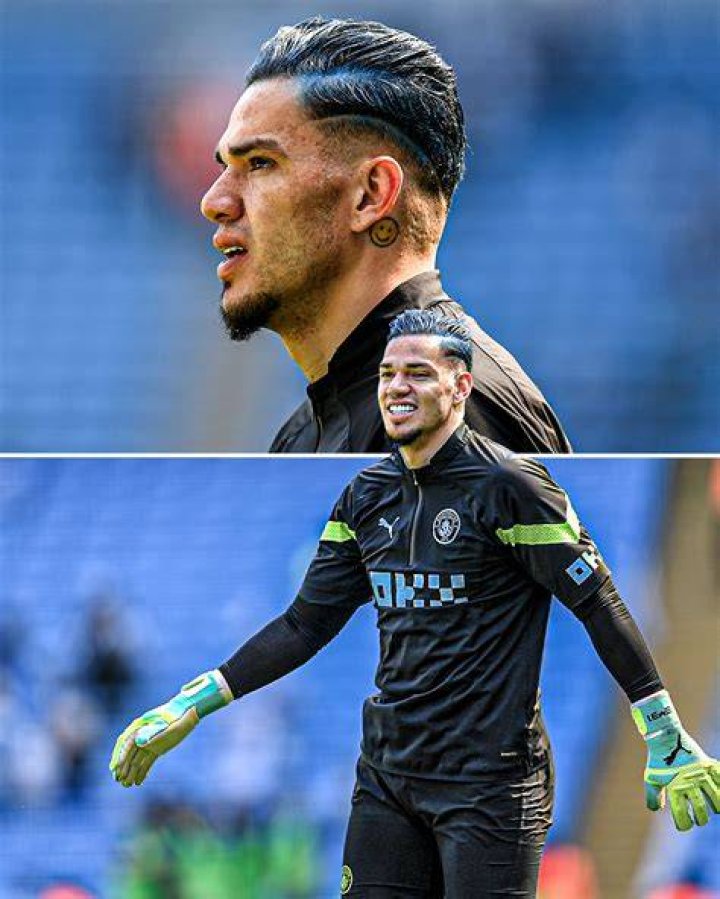 Ederson shows off his dyed blue hair