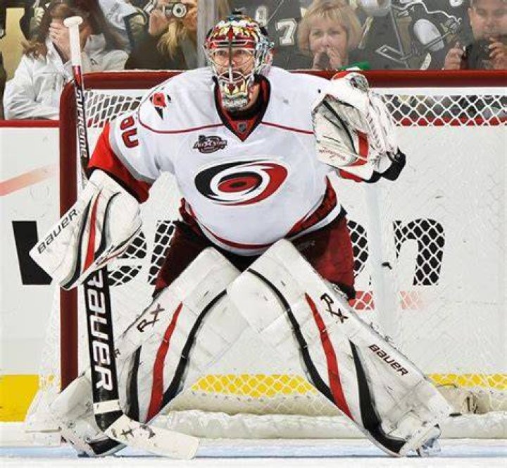 Justin Peters playing as goaltender for Carolina Hurricanes