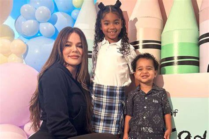 Khlo&eacute; Kardashian with her kids and ex-husband, Tristan Thompson
