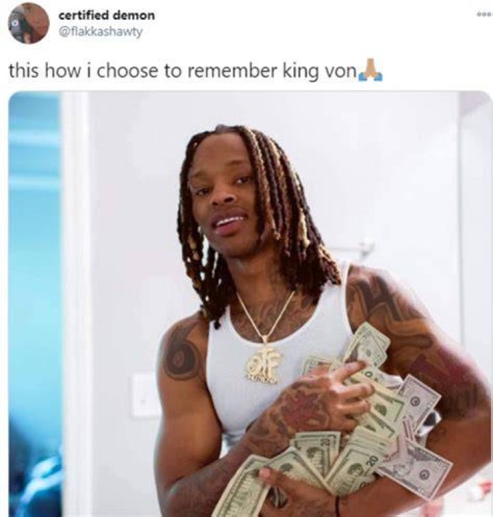 King Von pictured with pile of money