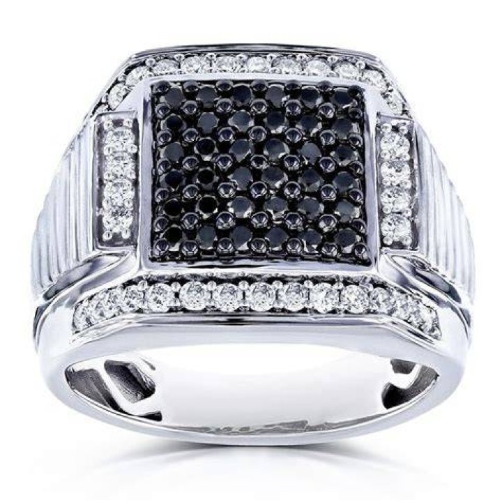 Kobelli Men&rsquo;s Square Black Diamond Pave Ring