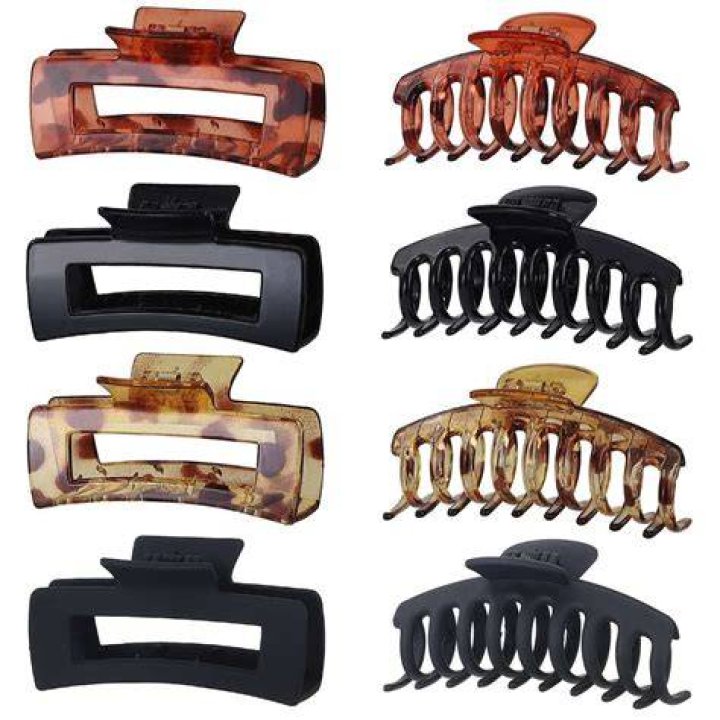 LAXIZAR Hair Claw Clips 8 Pack Tortoise Barrettes Rectangle Shape