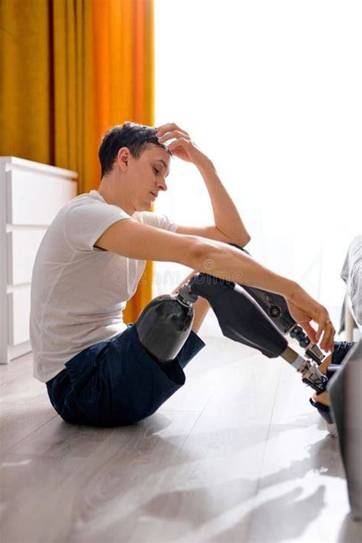looking at fake leg
