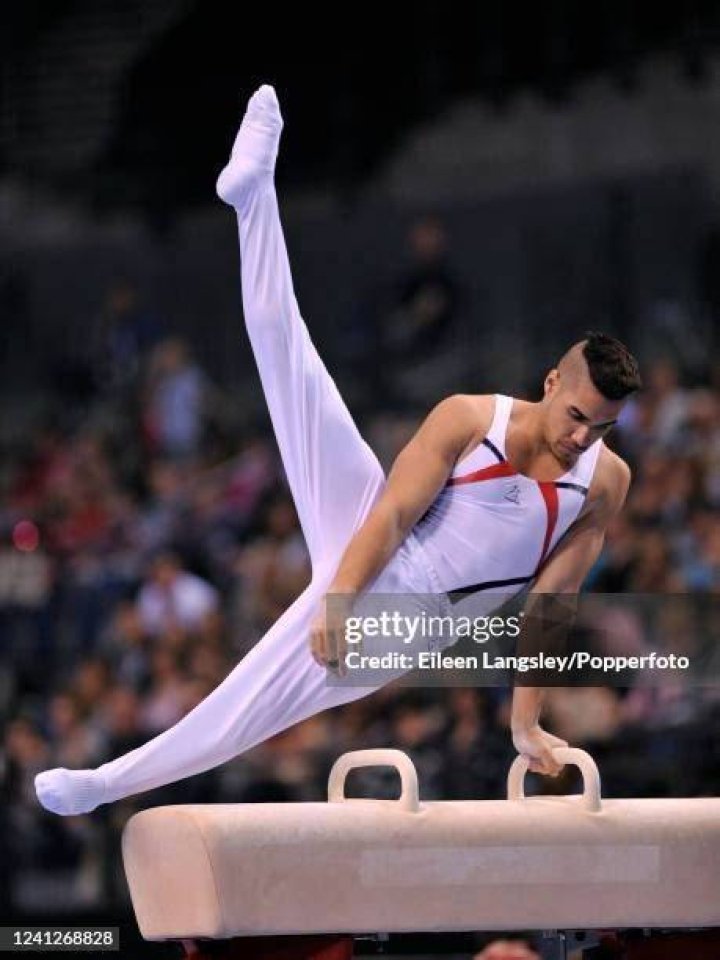Louis Smith competing in the pommel horse finals at the 2015 European Artistic Gymnastics Championship