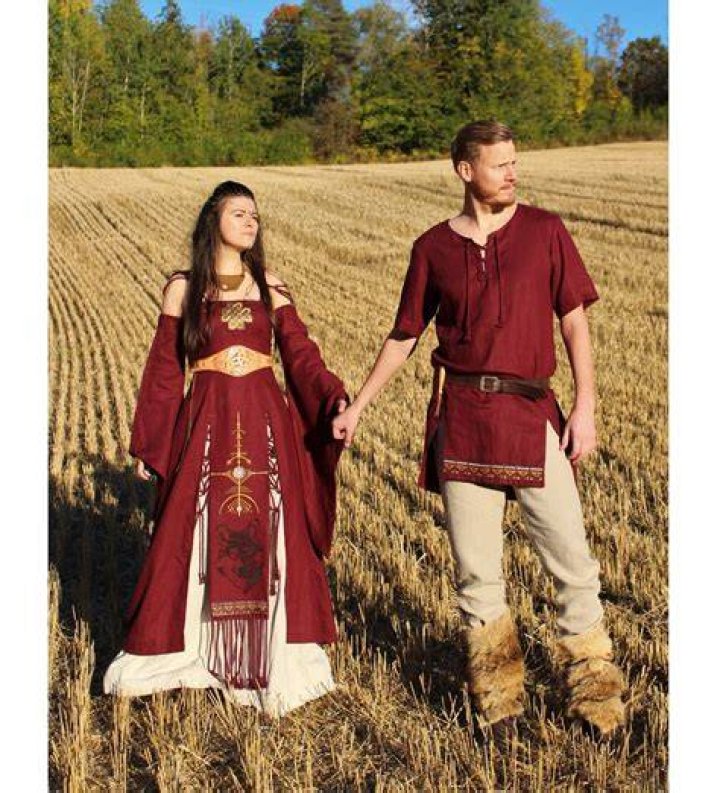  Matching knitted-viking outfits for father and son