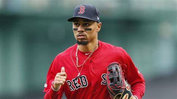 Mookie Betts playing for Red Sox