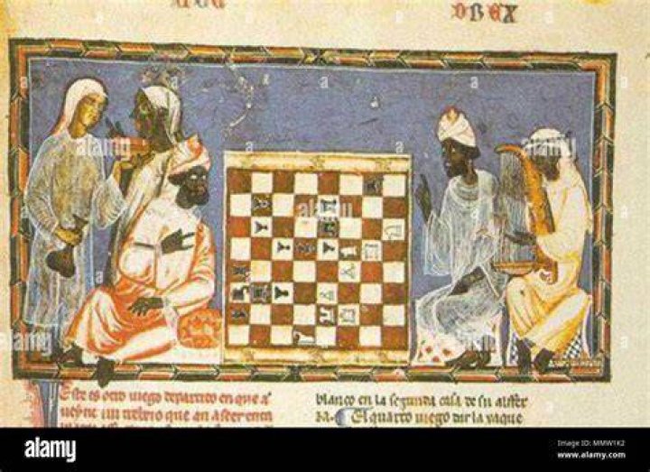 Moorish Chess - A depiction of Moorish noblemen playing the board game Book of Games, 1283 AD