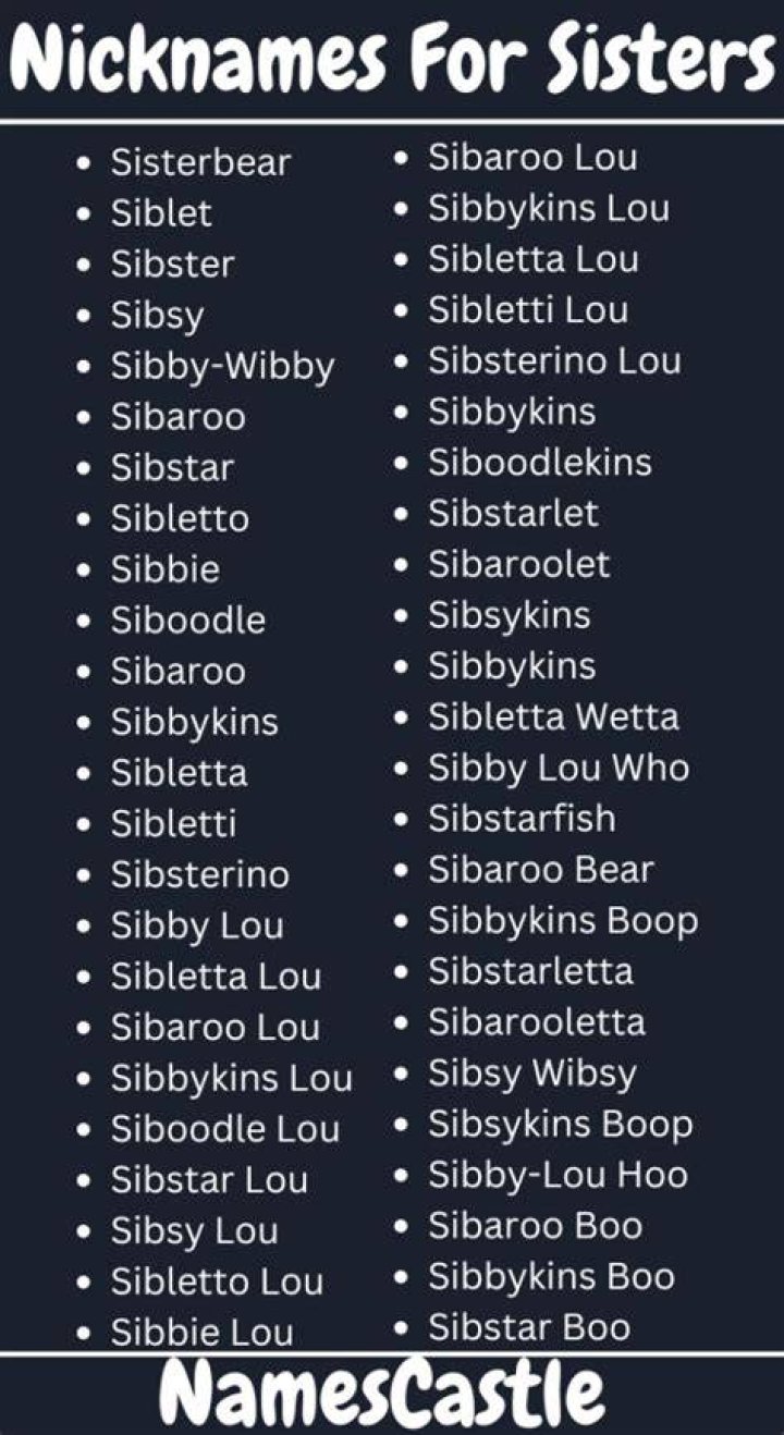 nicknames for sister