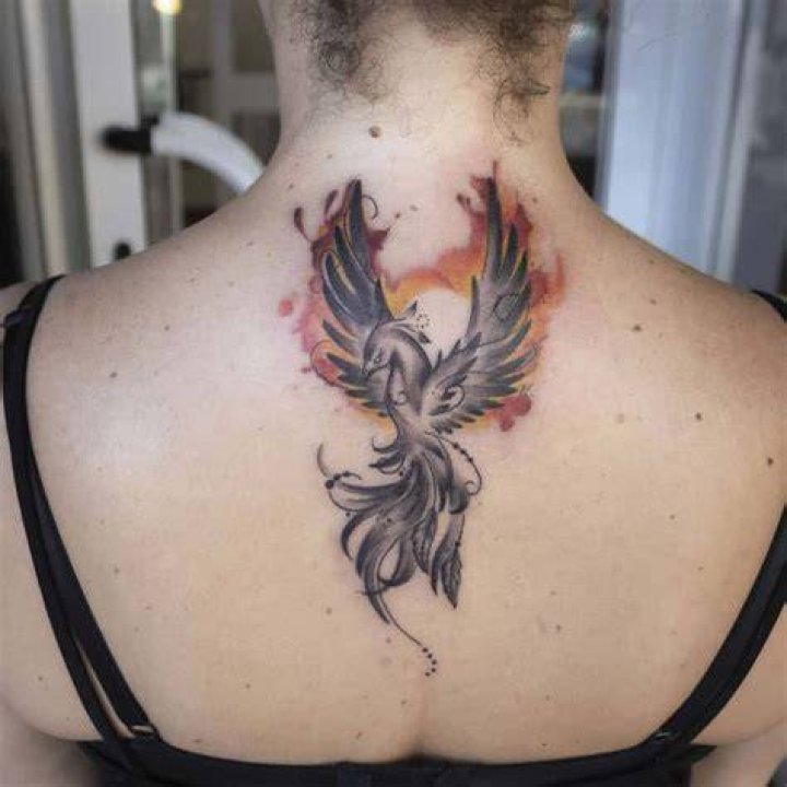 Phoenix Rising Back Tattoo kida_tattoo