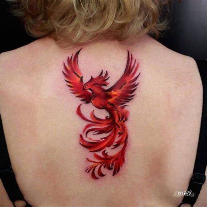Phoenix Rising Back Tattoo vigorink