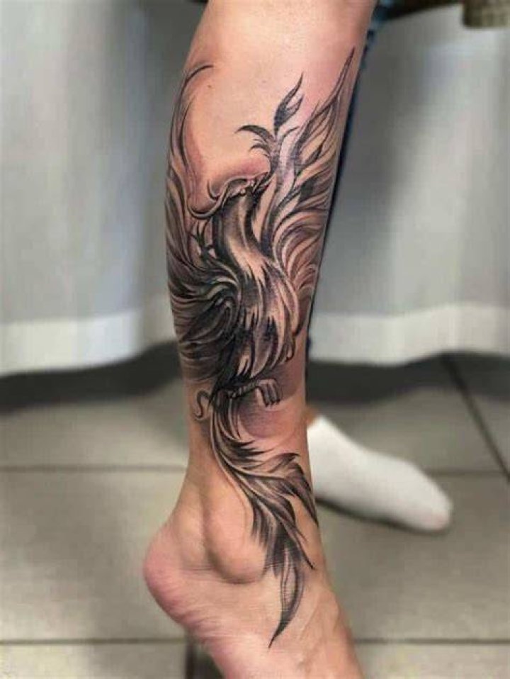 Phoenix Rising Leg Tattoo paganinkbysarahstreet