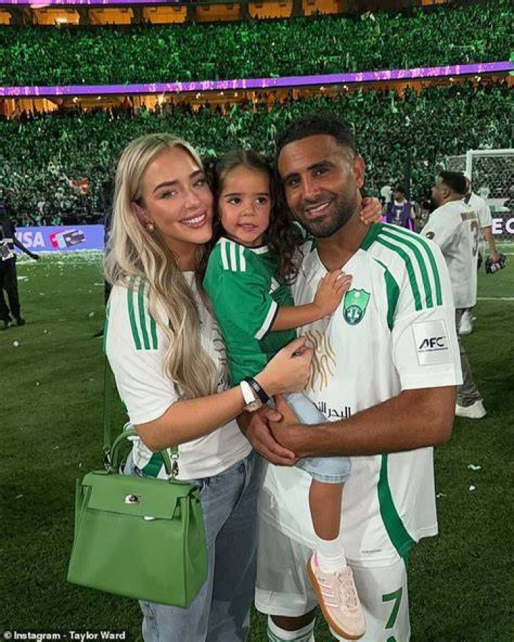 Riyad Mahrez arrives with Taylor Ward