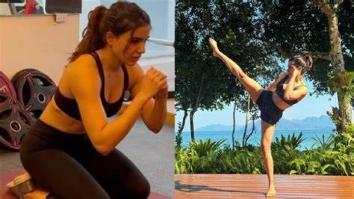 Samantha makes jaws drop with neat flying kick PIC from morning workout session Samantha makes jaws drop with neat flying kick PIC from morning workout session