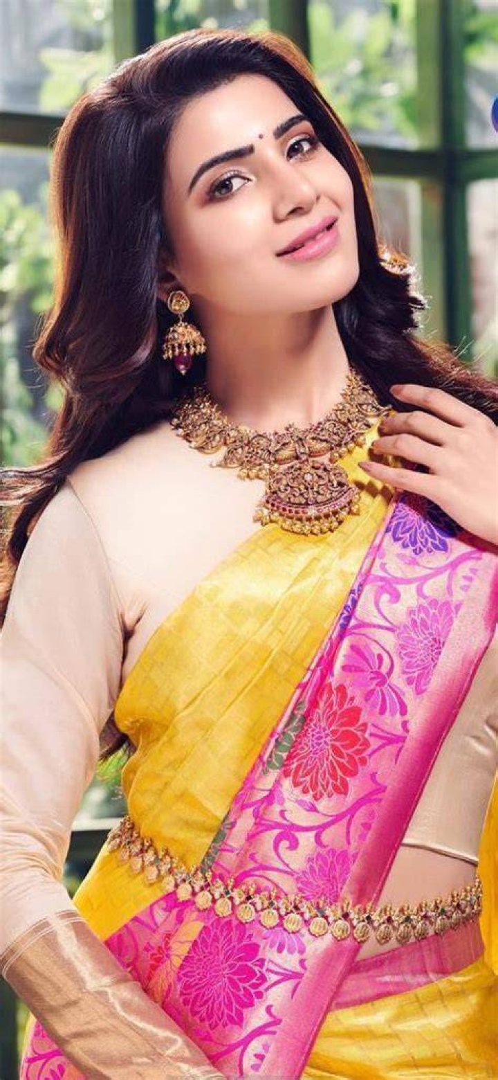 Samantha pink silk saree