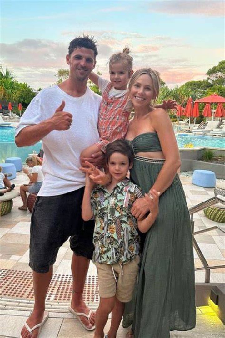 Scott Pendlebury Enjoys A Trip To Elements Byron Bay, With His Wife, Alex Davis, And Their Two Kids, Jax, And Darcy
