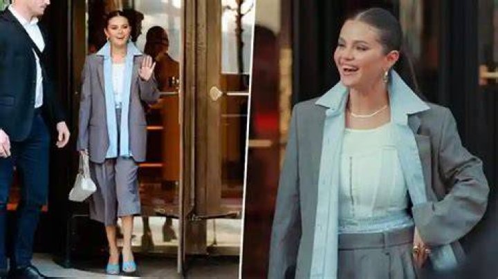  Selena opted for a grey silk dress on Tuesday night