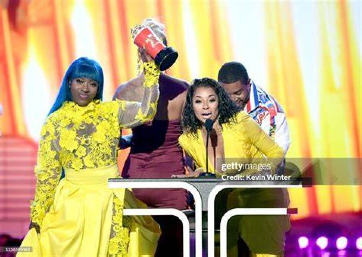 Spice, Bambi Benson, Karlie Redd and Lil Scrappy accept the Reality Royalty award at the MTV Movie & TV Awards