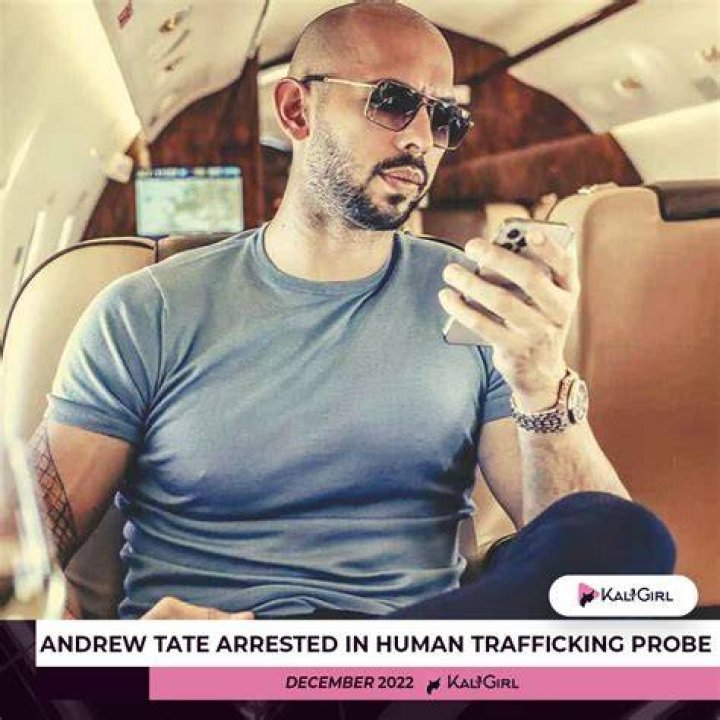 Tate has been arrested this week on human trafficking and rape charges