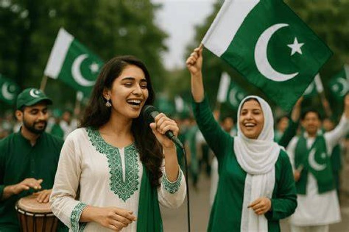  Tereza smiling with Pakistani customs officers at Lahore airport