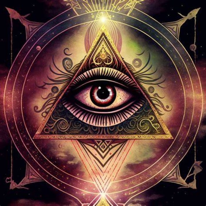The all-seeing eye in a stained glass window