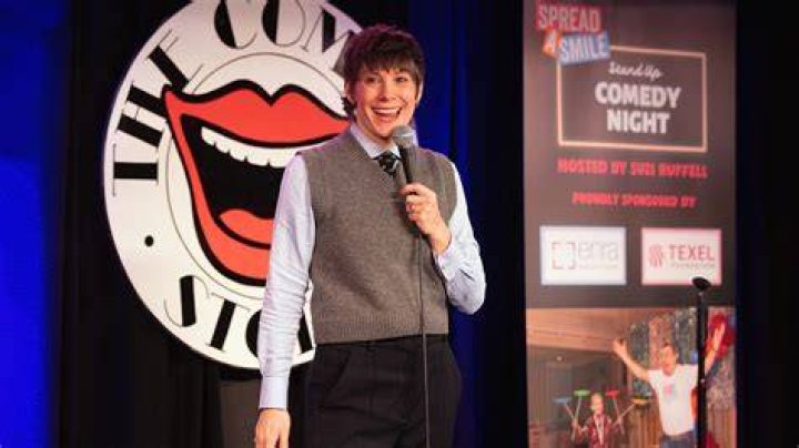 The comedian helps to publicise West End show in 1990