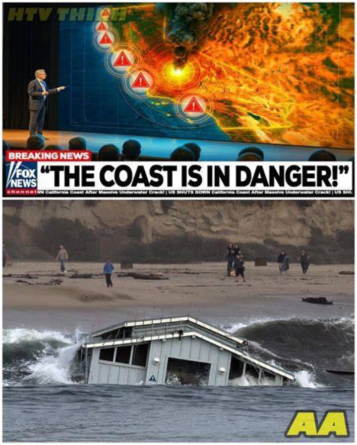 The entire coastline is aflame - turning the sky a burnt orange