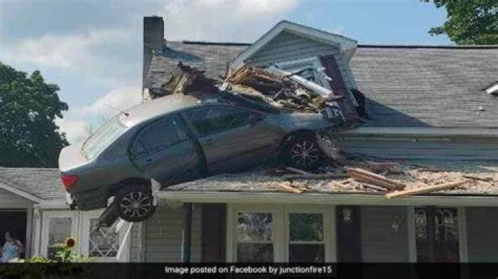 The vehicle flew into the air before crashing into a black car in front