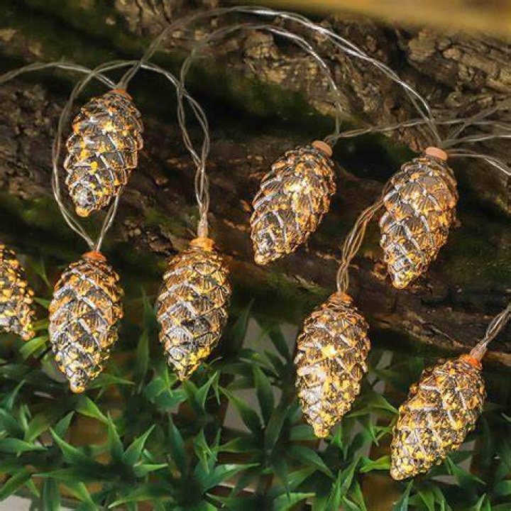 These colourful pine cone lights will make any surface festive