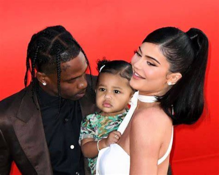 Travis Scott with daughter Stormi and Kylie Jenner